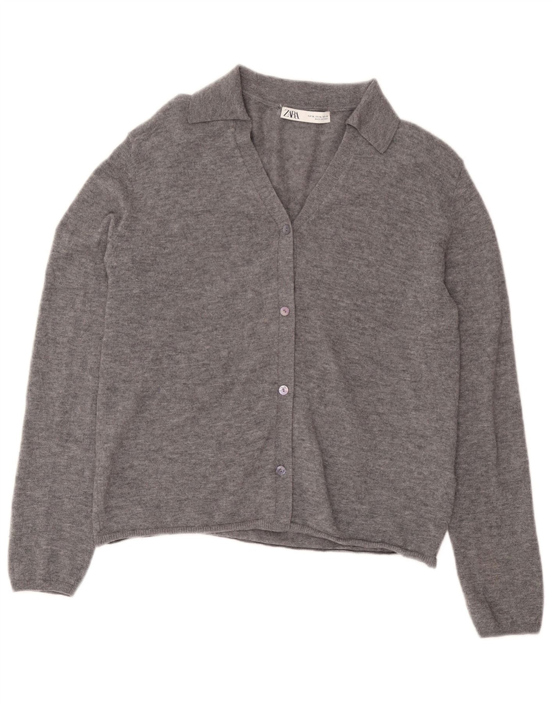 Zara Womens Cardigan Sweater UK 18 XL Grey Wool