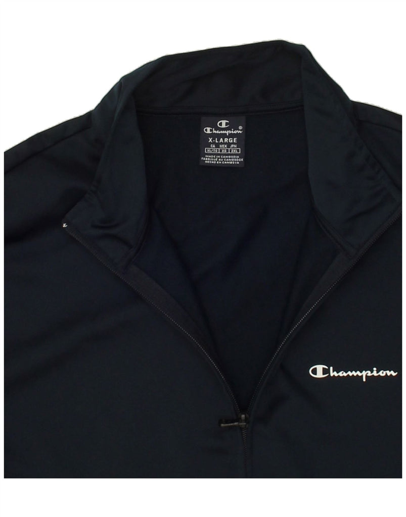 CHAMPION Mens Graphic Tracksuit Top Jacket XL Navy Blue Polyester | Vintage Champion | Thrift | Second-Hand Champion | Used Clothing | Messina Hembry 