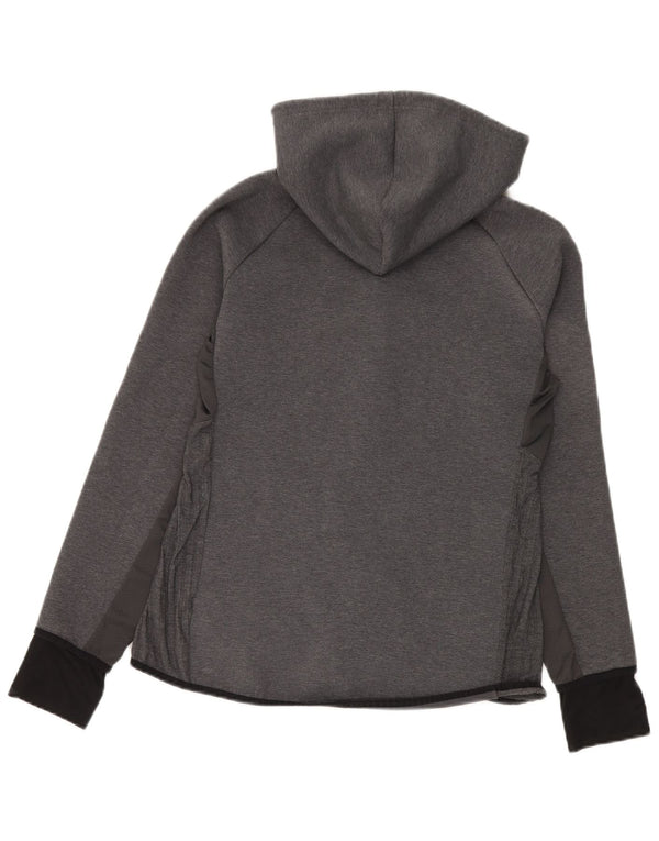 Adidas Womens Zip Hoodie Sweater UK 14 Large Grey Cotton