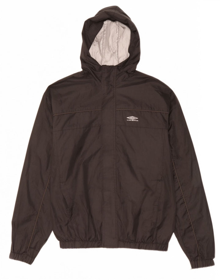 Umbro Boys Hooded Rain Jacket 11-12 Years Large Black Polyester