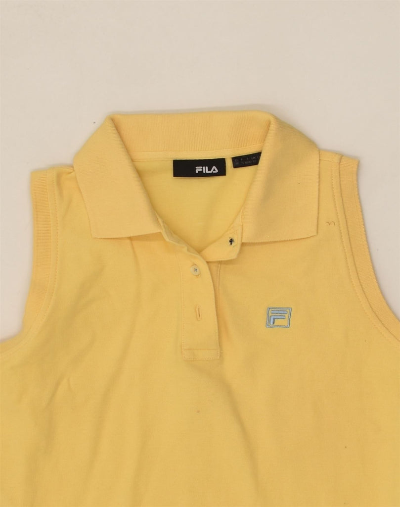 FILA Womens Sleeveless Polo Shirt UK 10 Small  Yellow Cotton | Vintage Fila | Thrift | Second-Hand Fila | Used Clothing | Messina Hembry 