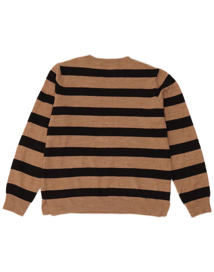 Marks & Spencer Womens Crew Neck Jumper Sweater UK 14 Medium Brown Striped