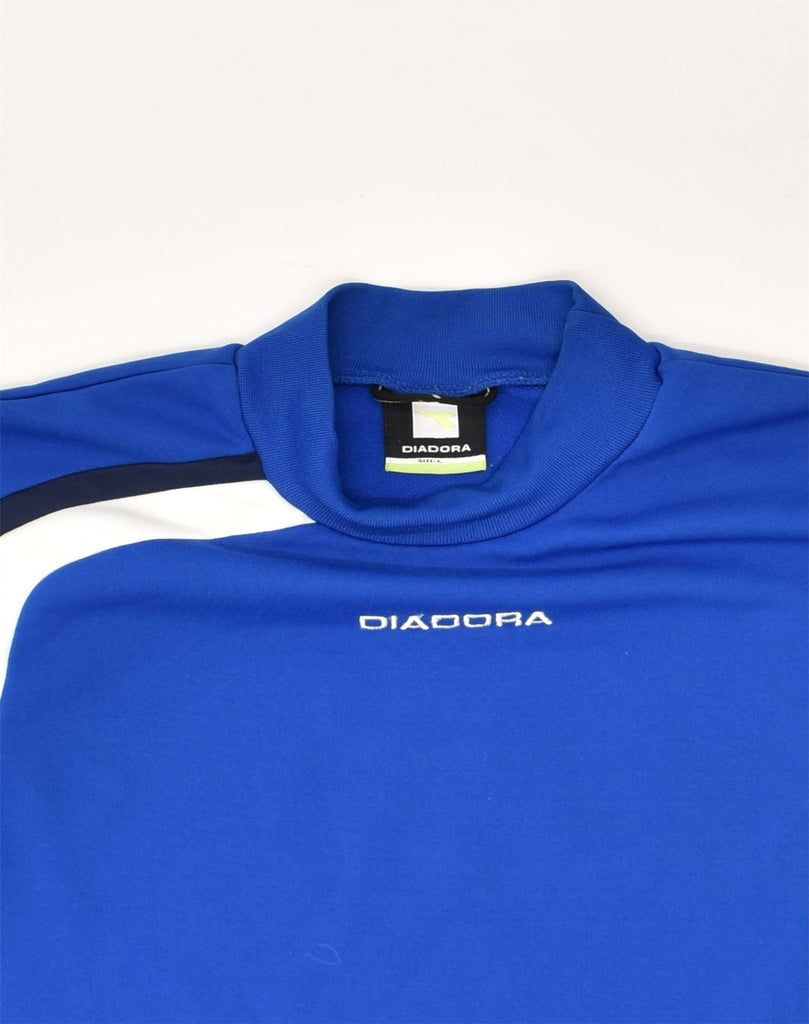 DIADORA Mens Graphic Sweatshirt Jumper Large Blue Polyester | Vintage Diadora | Thrift | Second-Hand Diadora | Used Clothing | Messina Hembry 