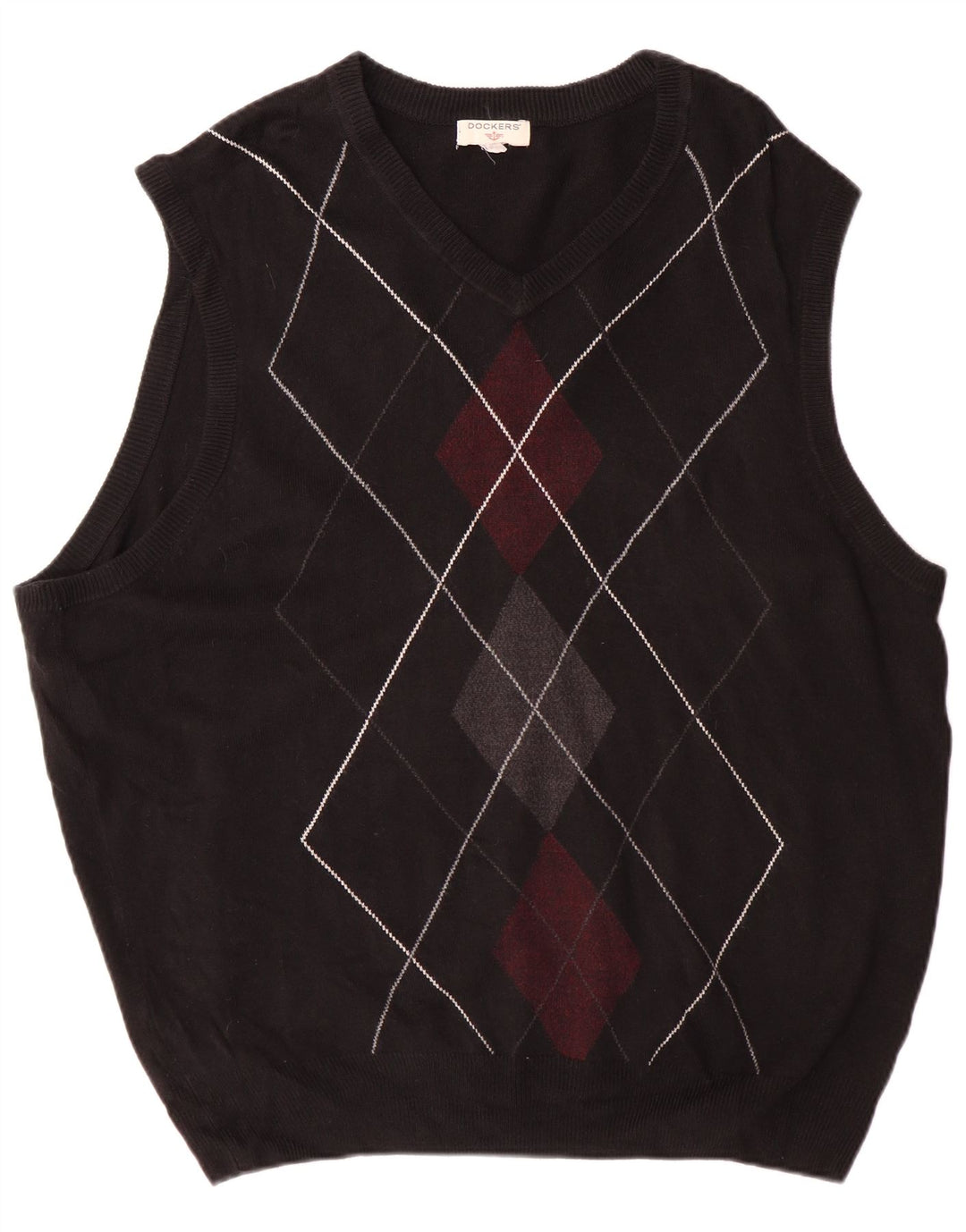 Dockers Mens Vest Tank Top XL Black Argyle/Diamond
