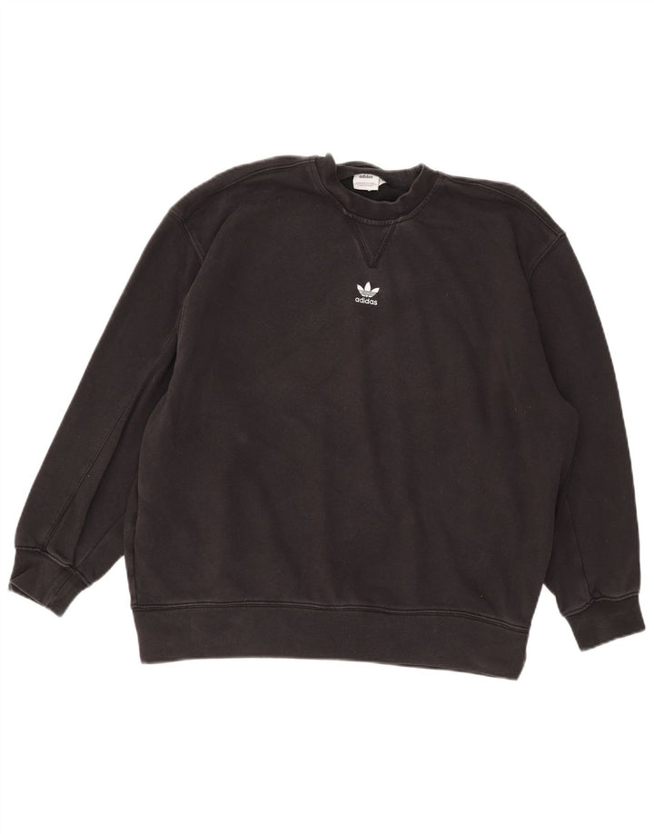 Adidas Womens Graphic Oversized Sweatshirt Jumper UK 12 Medium Black Cotton