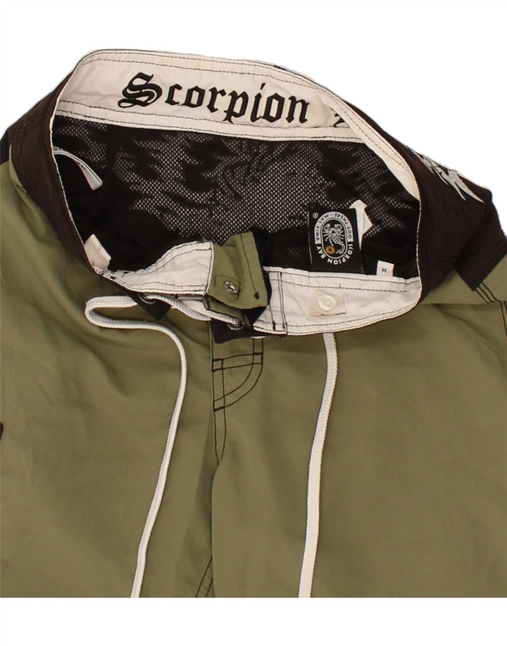 SCORPION BAY Boys Swimming Shorts 13-14 Years Medium Khaki Colourblock Vintage Scorpion Bay and Second-Hand Scorpion Bay from Messina Hembry 