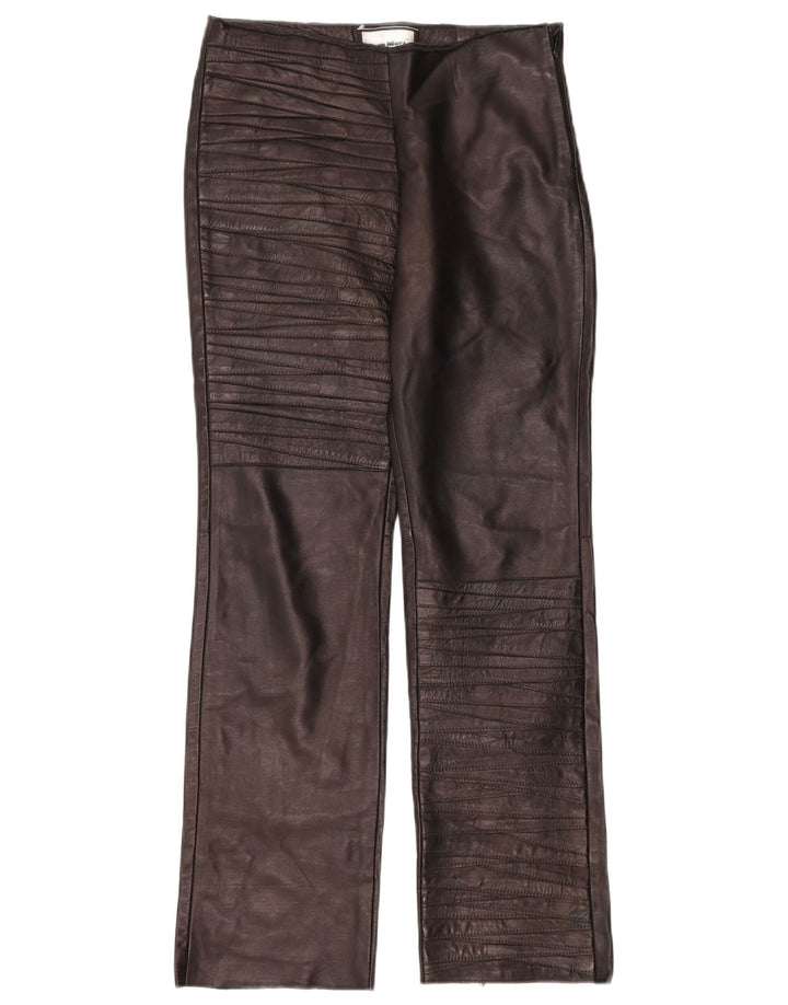 Gian Mori Womens Straight Leather Trousers W30 L30 Brown Leather