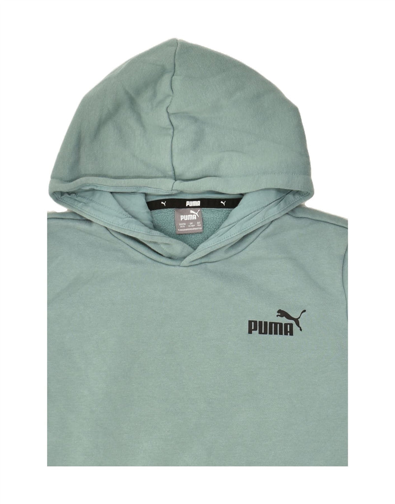 PUMA Boys Graphic Hoodie Jumper 11-12 Years Green Cotton | Vintage Puma | Thrift | Second-Hand Puma | Used Clothing | Messina Hembry 