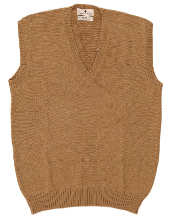 Vintage Mens Vest Tank Top IT 54 XL Beige Wool
