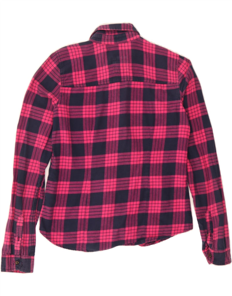 HOLLISTER Womens Flannel Shirt UK 12 Medium Pink Check Cotton Vintage Hollister and Second-Hand Hollister from Messina Hembry 