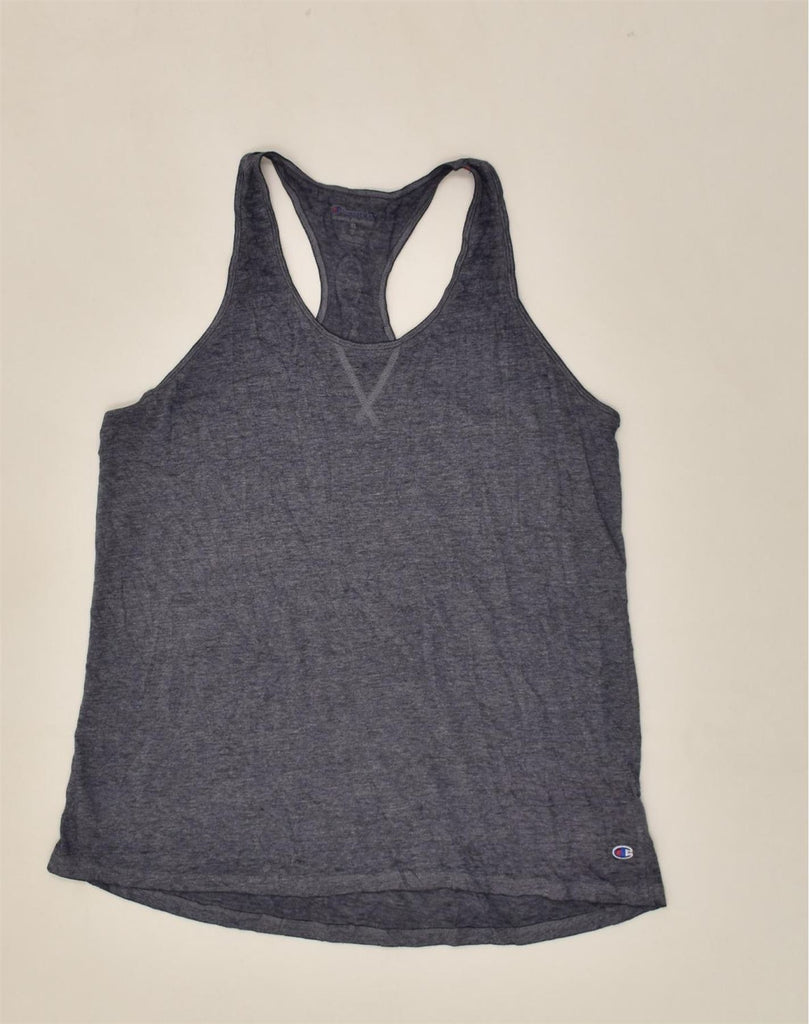 CHAMPION Womens Slim Vest Top UK 18 XL Navy Blue Cotton | Vintage Champion | Thrift | Second-Hand Champion | Used Clothing | Messina Hembry 