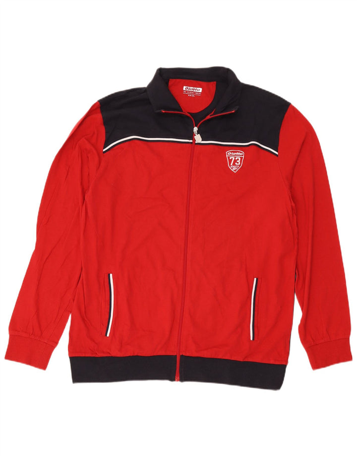 Lotto Mens Tracksuit Top Jacket 2XL Red Colourblock Cotton