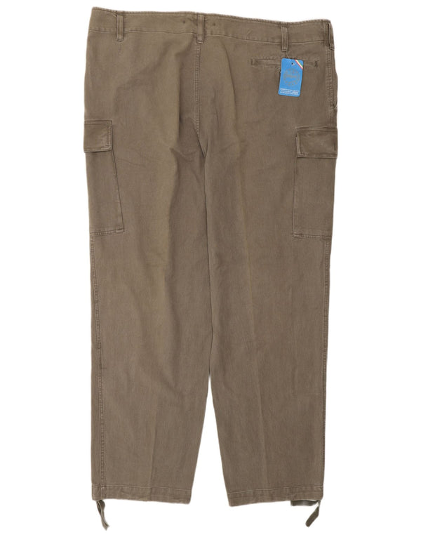 Vintage Mens Straight Cargo Trousers IT 60 5XL W52 L34 Khaki Cotton