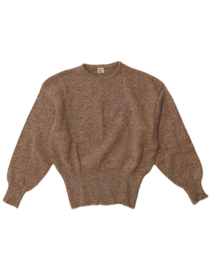 Vintage Womens Crew Neck Jumper Sweater UK 14 Medium Brown Wool