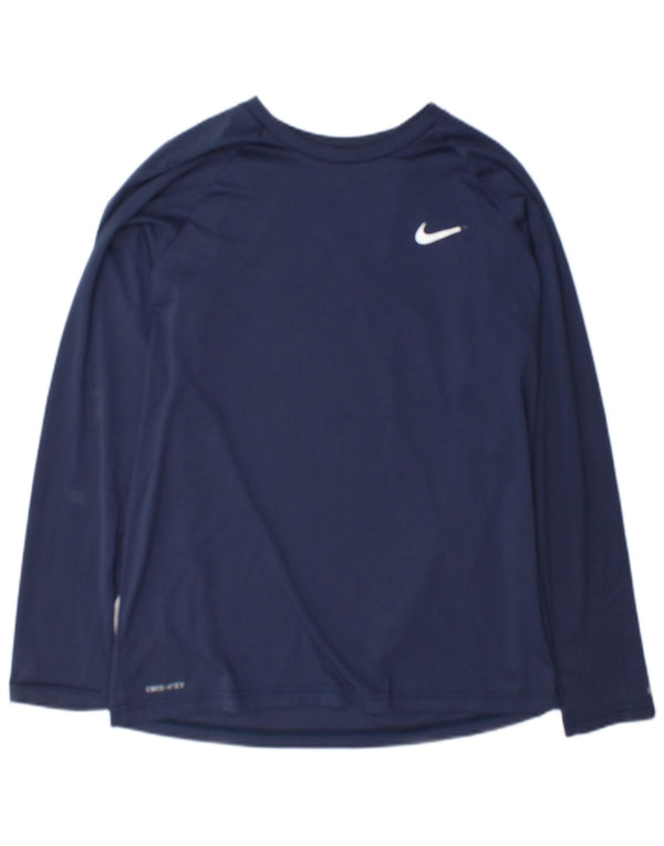 Nike Mens Dri Fit Top Long Sleeve Medium Navy Blue
