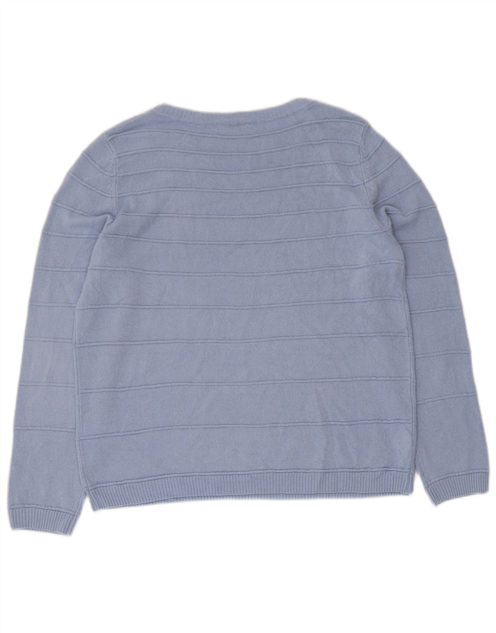 Marks & Spencer Womens Classic Boat Neck Jumper Sweater UK 12 Medium Blue