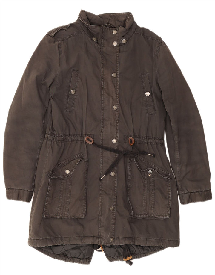 Fat Face Womens Parka Jacket UK 14 Large  Grey Cotton