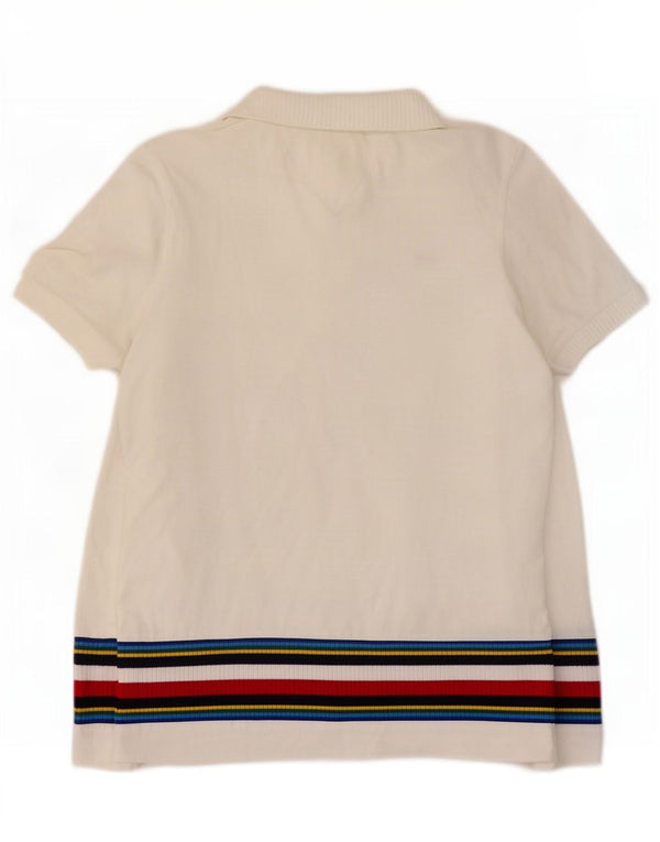 Tommy Hilfiger Womens Polo Shirt UK 10 Small White Striped Cotton