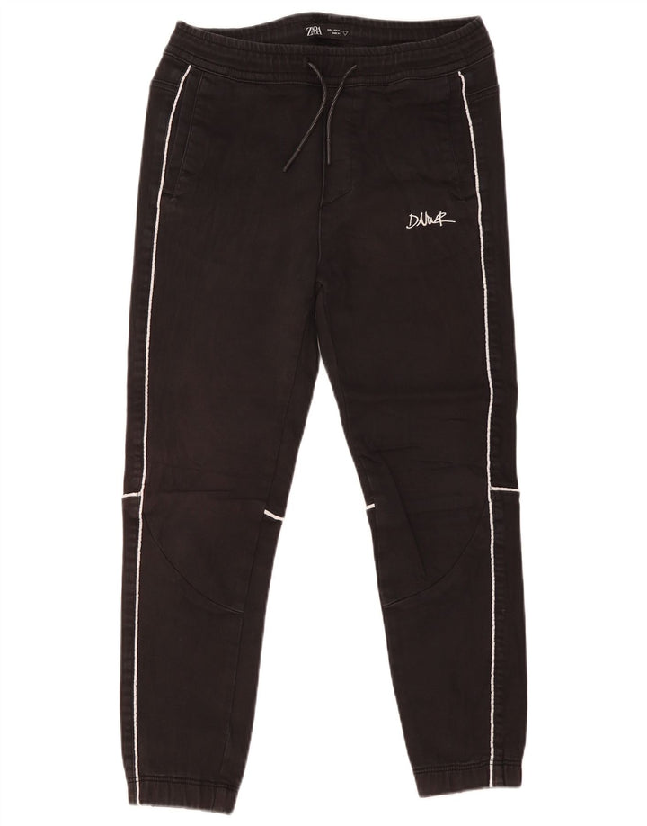 Zara Mens Tracksuit Trousers Joggers Medium  Black Cotton