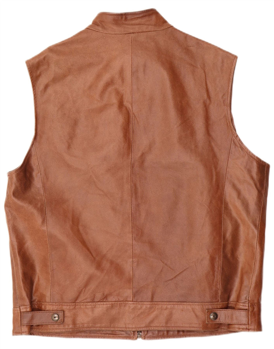 Green Leaves Mens Leather Gilet IT 54 2XL Brown