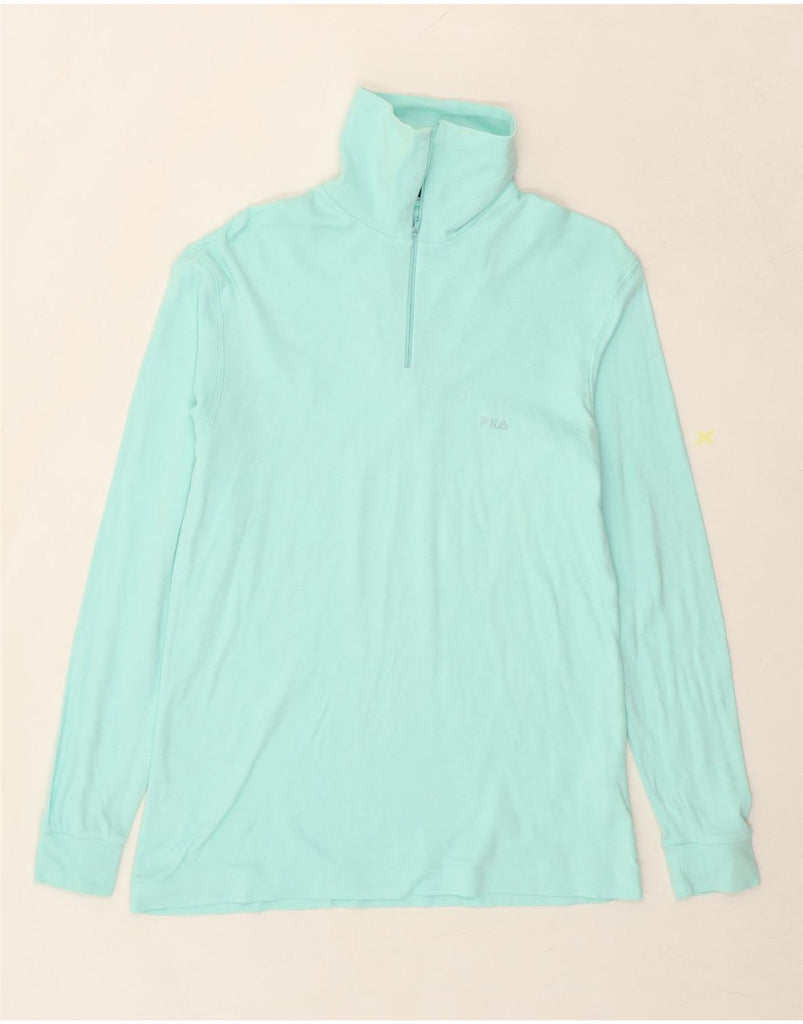 FILA Mens Zip Neck Top Long Sleeve IT 46 Small Turquoise Vintage Fila and Second-Hand Fila from Messina Hembry 