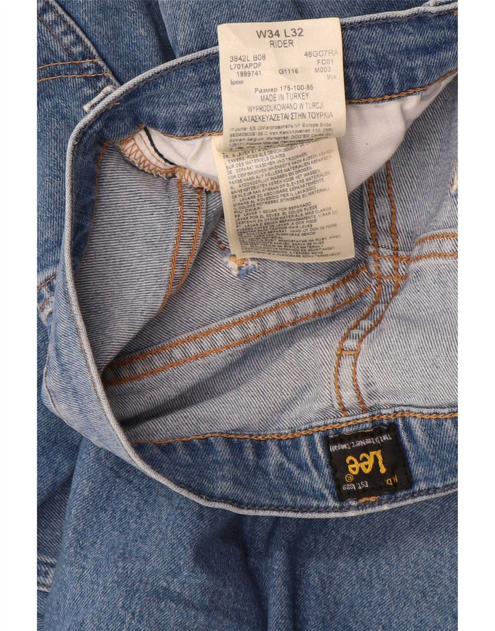 Lee Mens Rider Slim Jeans W34 L32 Blue Cotton