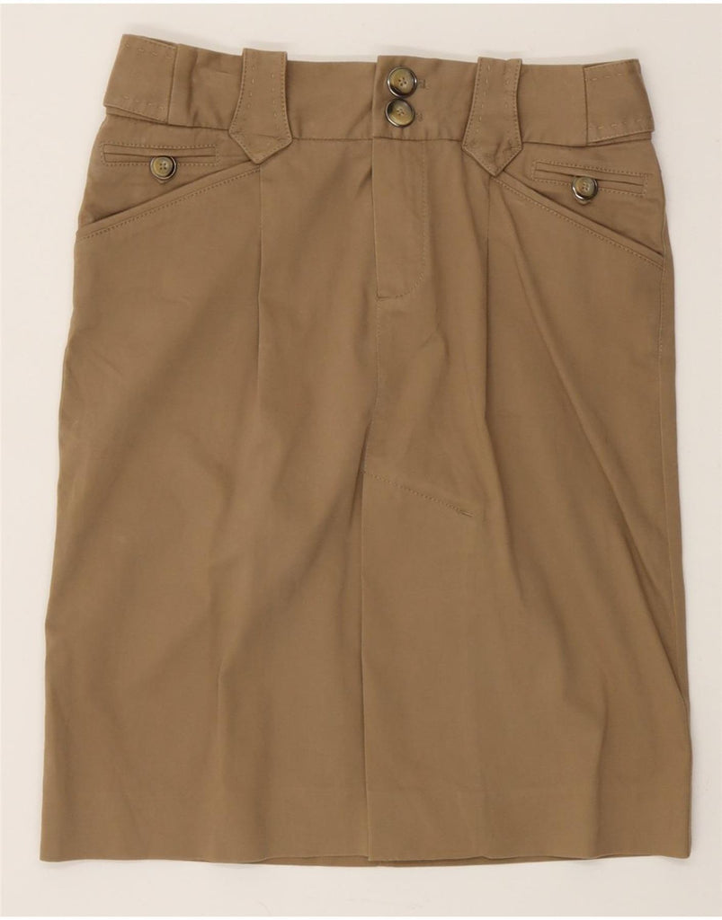 MASSIMO DUTTI Womens Straight Skirt EU 36 XS W26 L21 Beige Cotton Vintage Massimo Dutti and Second-Hand Massimo Dutti from Messina Hembry 