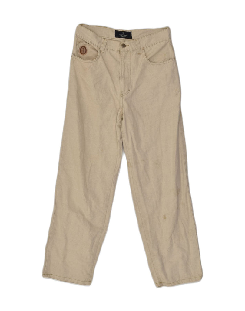 TRUSSARDI Womens Straight Casual Trousers W32 L27 Beige Cotton | Vintage Trussardi | Thrift | Second-Hand Trussardi | Used Clothing | Messina Hembry 