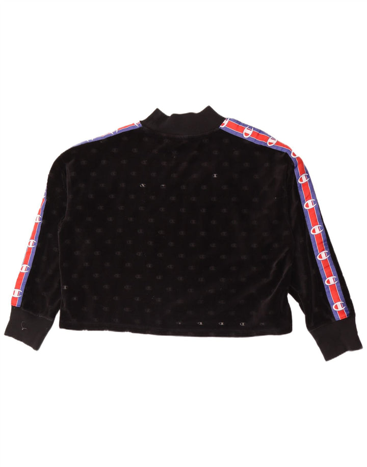 Champion Womens Graphic Sweatshirt Jumper UK 14 Medium Black Colourblock