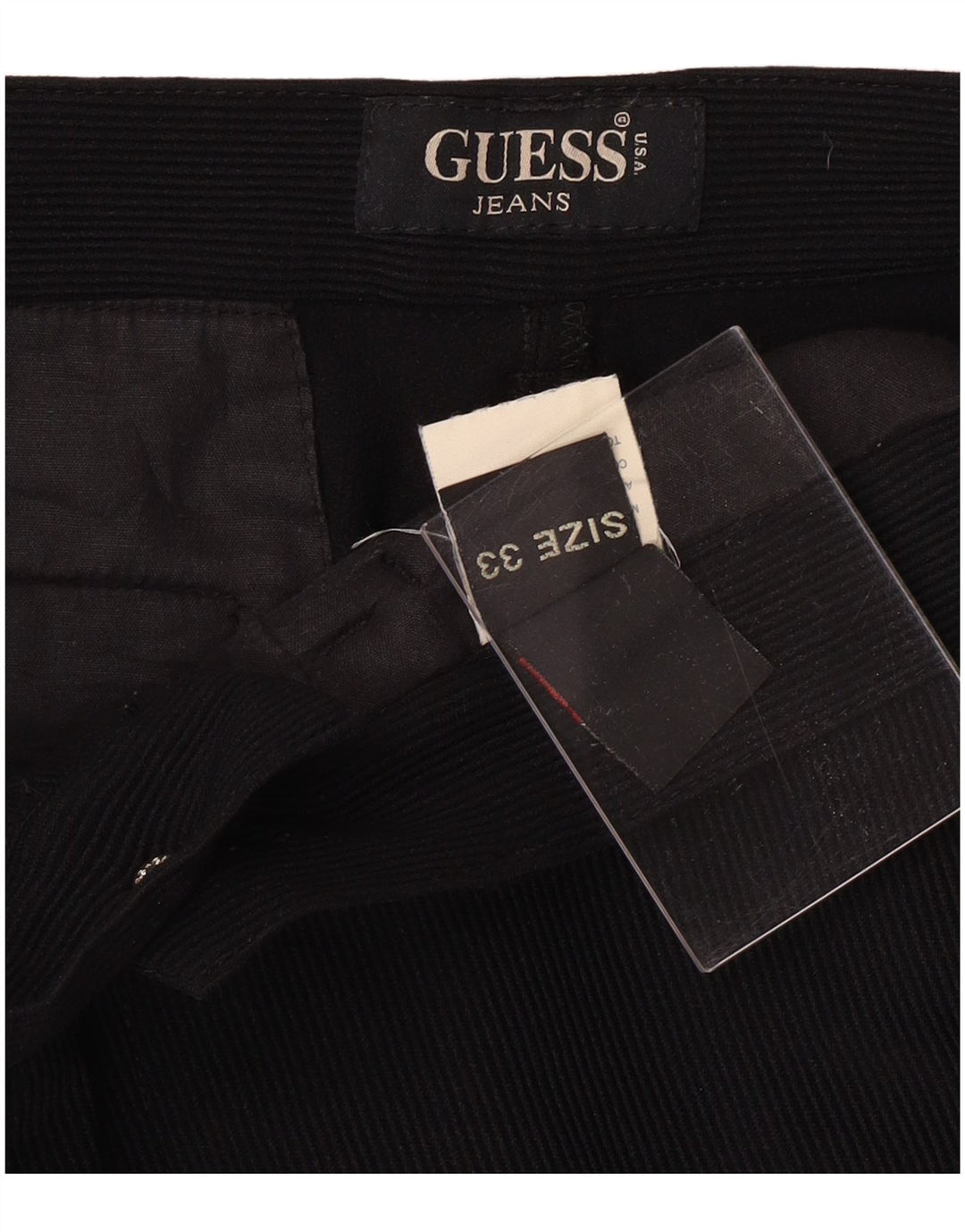 GUESS Mens Straight Corduroy Trousers W33 L30  Black Polyamide