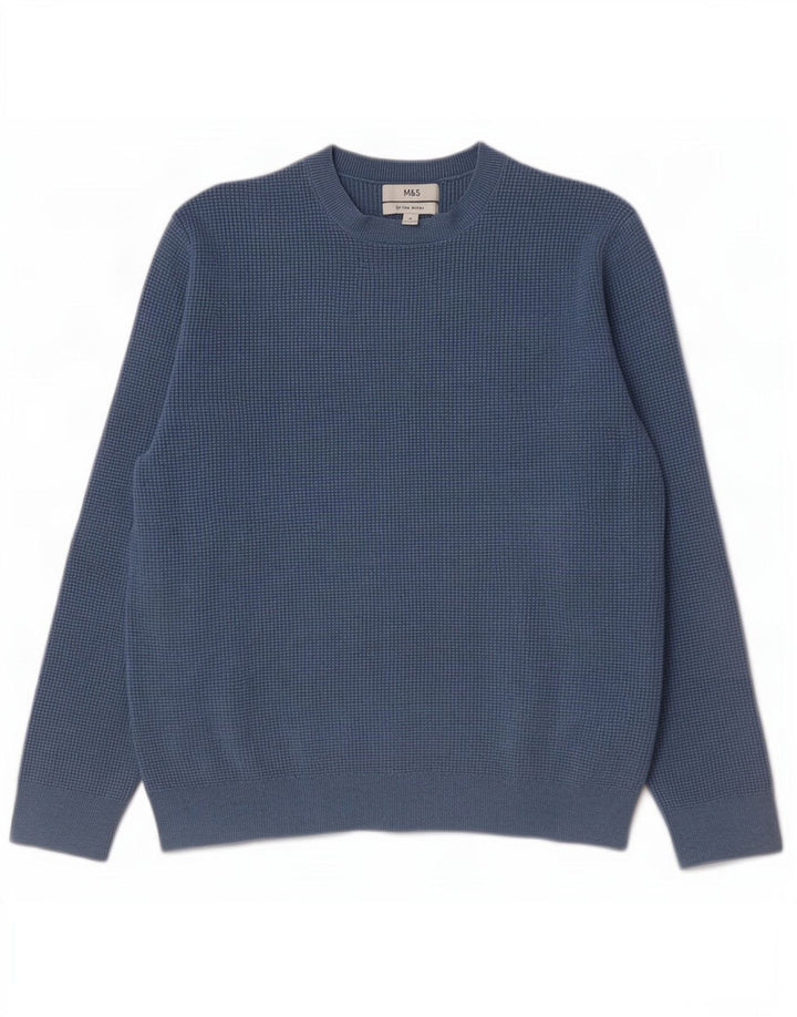 Marks & Spencer Mens Crew Neck Jumper Sweater XL Blue Polyester