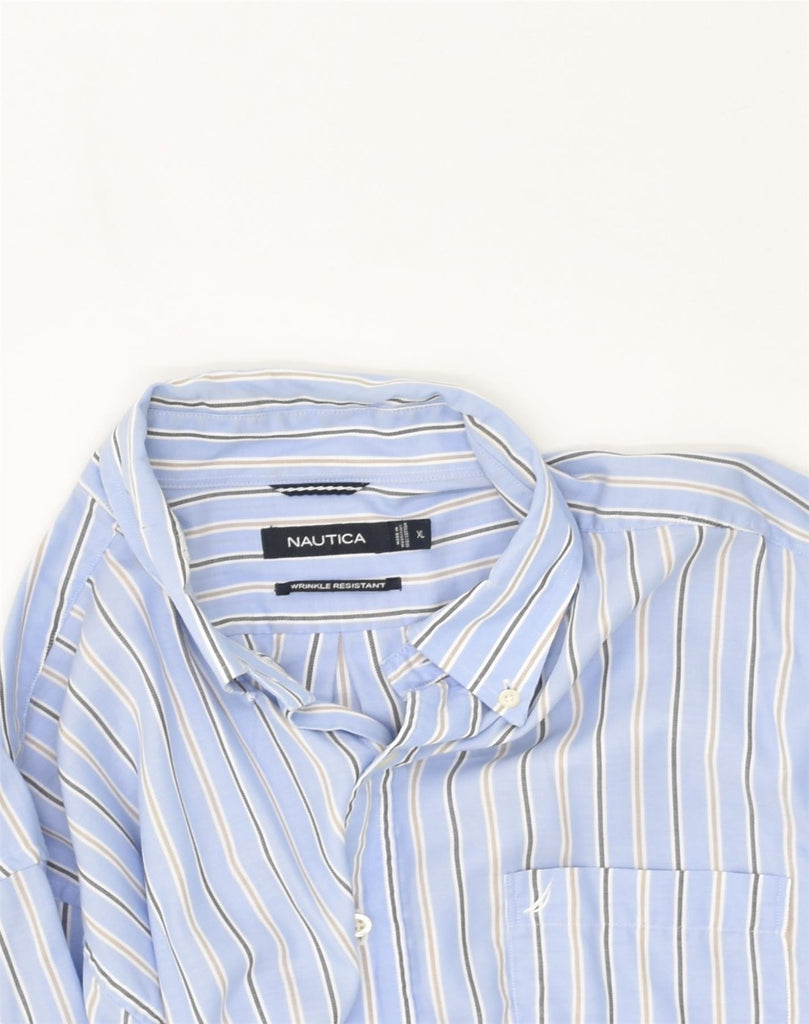 NAUTICA Mens Wrinkle Resistant Shirt XL Blue Striped Cotton | Vintage Nautica | Thrift | Second-Hand Nautica | Used Clothing | Messina Hembry 