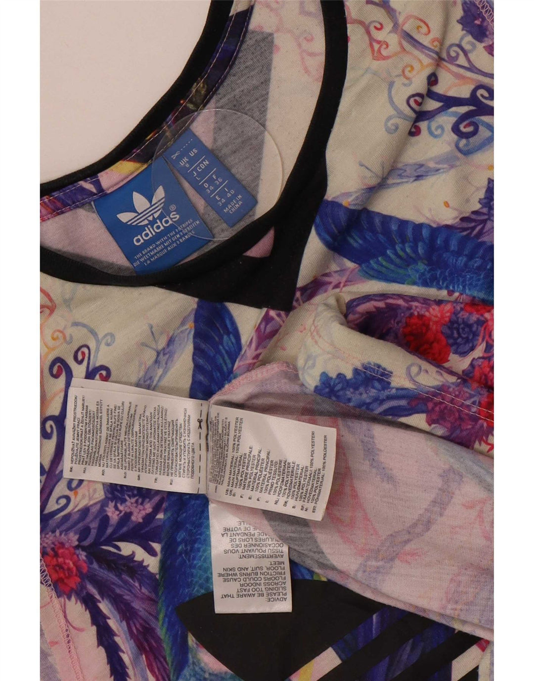 Adidas Womens Passaredo Graphic Vest Top UK 8 Small Multicoloured Tropical