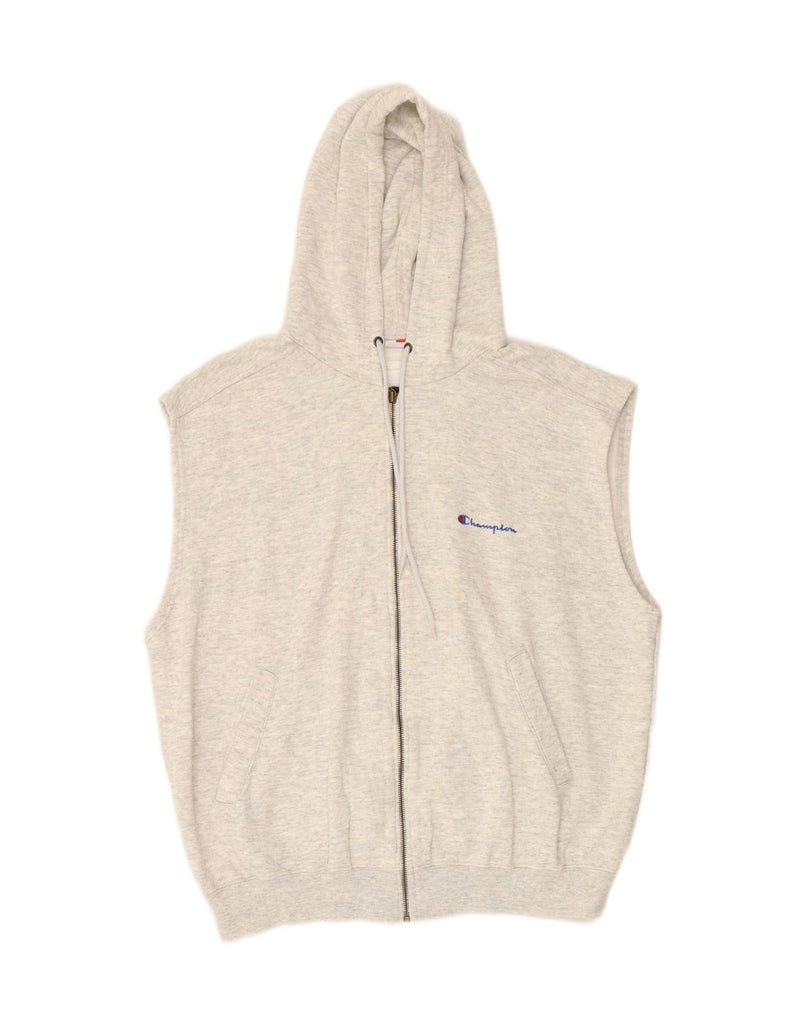 CHAMPION Mens Sleeveless Zip Hoodie Sweater XL Grey Flecked Cotton Vintage Champion and Second-Hand Champion from Messina Hembry 
