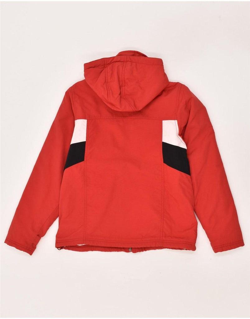 REEBOK Womens Hooded Windbreaker Jacket UK 10 Small Red Colourblock Nylon Vintage Reebok and Second-Hand Reebok from Messina Hembry 