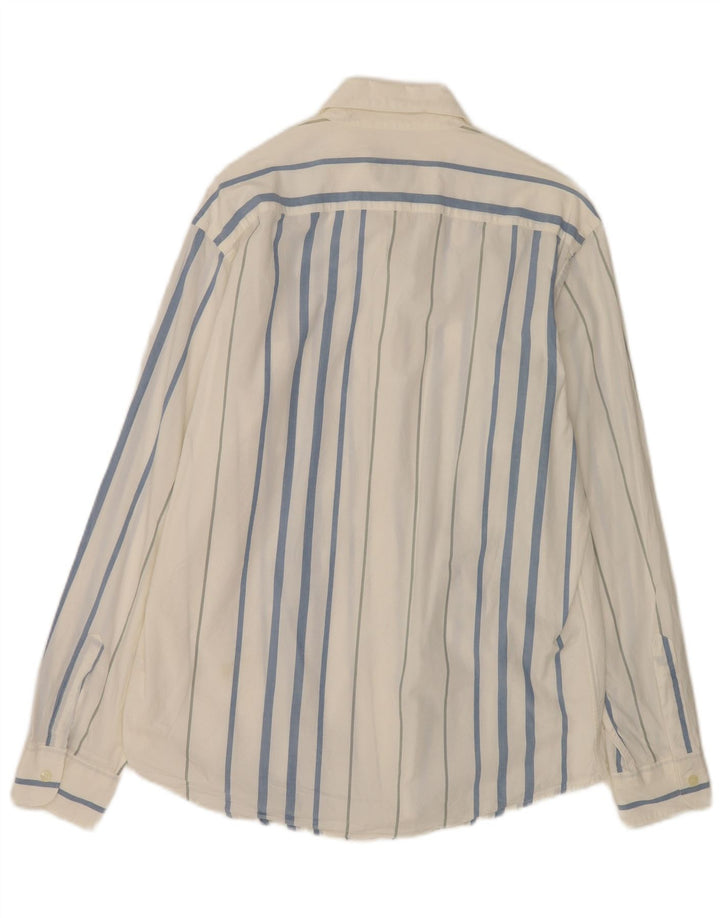 Trussardi Jeans Mens Shirt Large White Striped Cotton