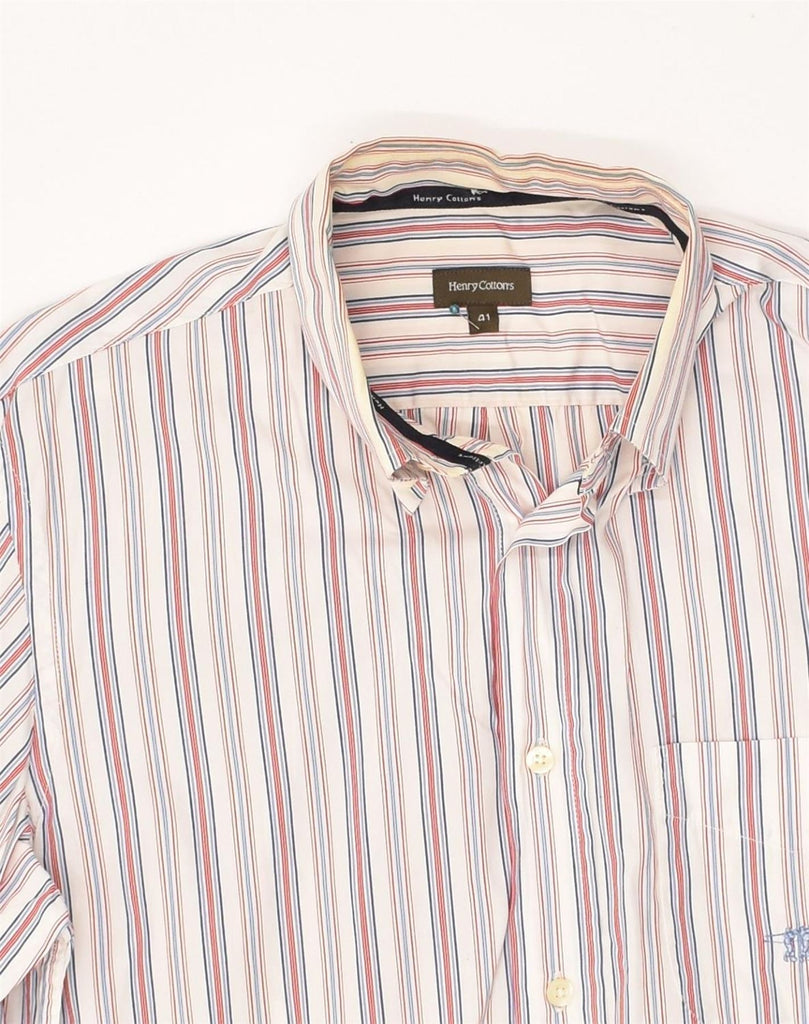 HENRY COTTONS Mens Shirt Size 41 Medium Multicoloured Striped Cotton | Vintage Henry Cottons | Thrift | Second-Hand Henry Cottons | Used Clothing | Messina Hembry 