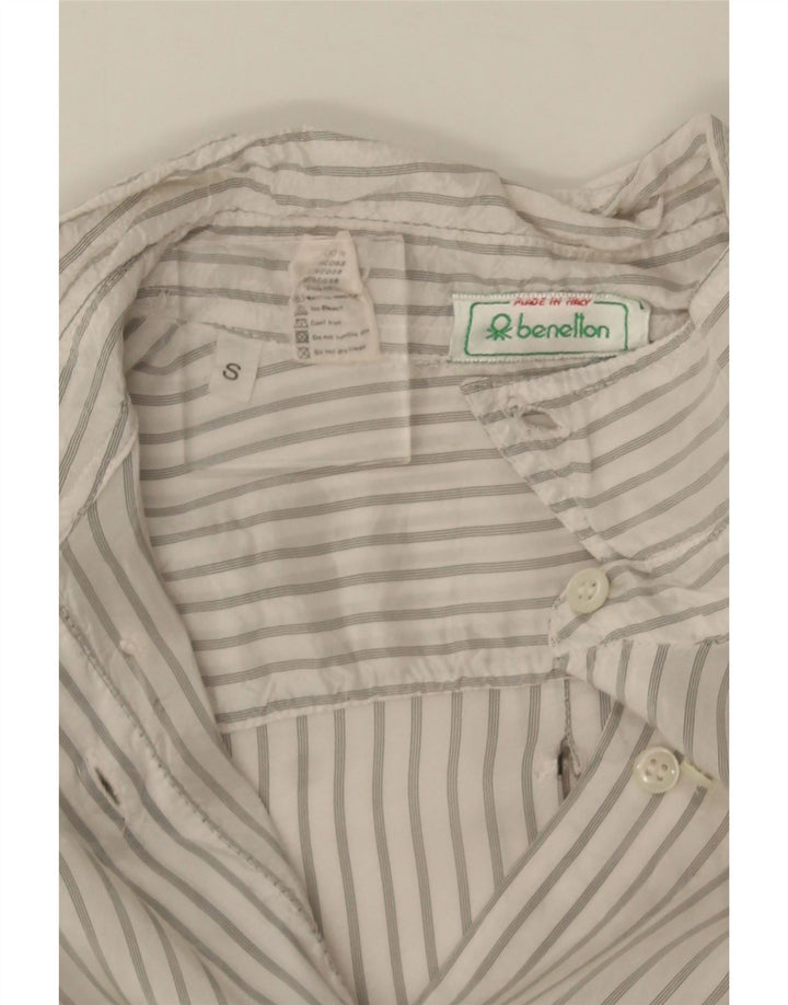 Benetton Womens Tall Shirt UK 10 Small White Striped Viscose