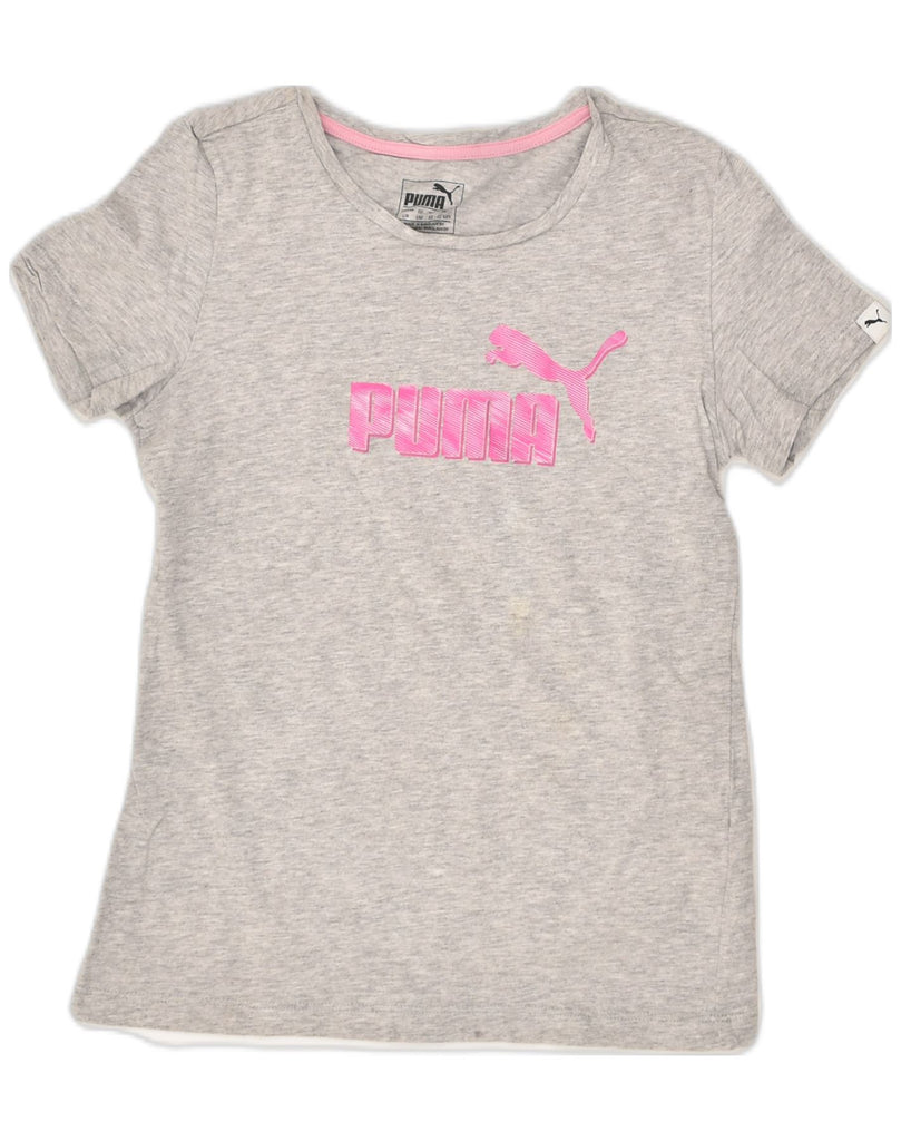 PUMA Girls Graphic T-Shirt Top 11-12 Years Grey Cotton | Vintage Puma | Thrift | Second-Hand Puma | Used Clothing | Messina Hembry 