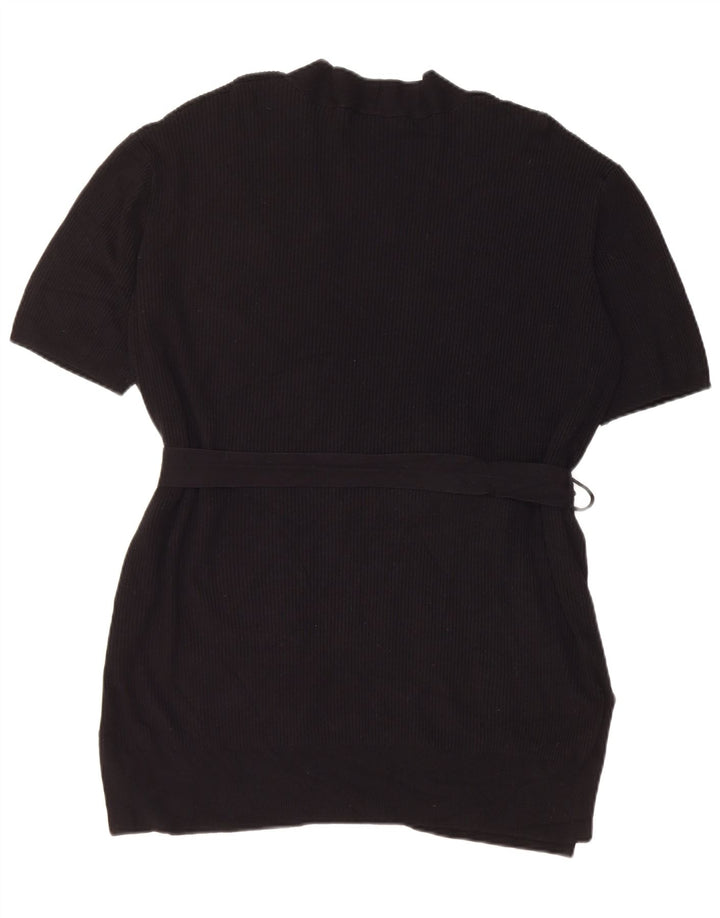 Marks & Spencer Womens Short Sleeve Cardigan Sweater UK 14 Medium Black