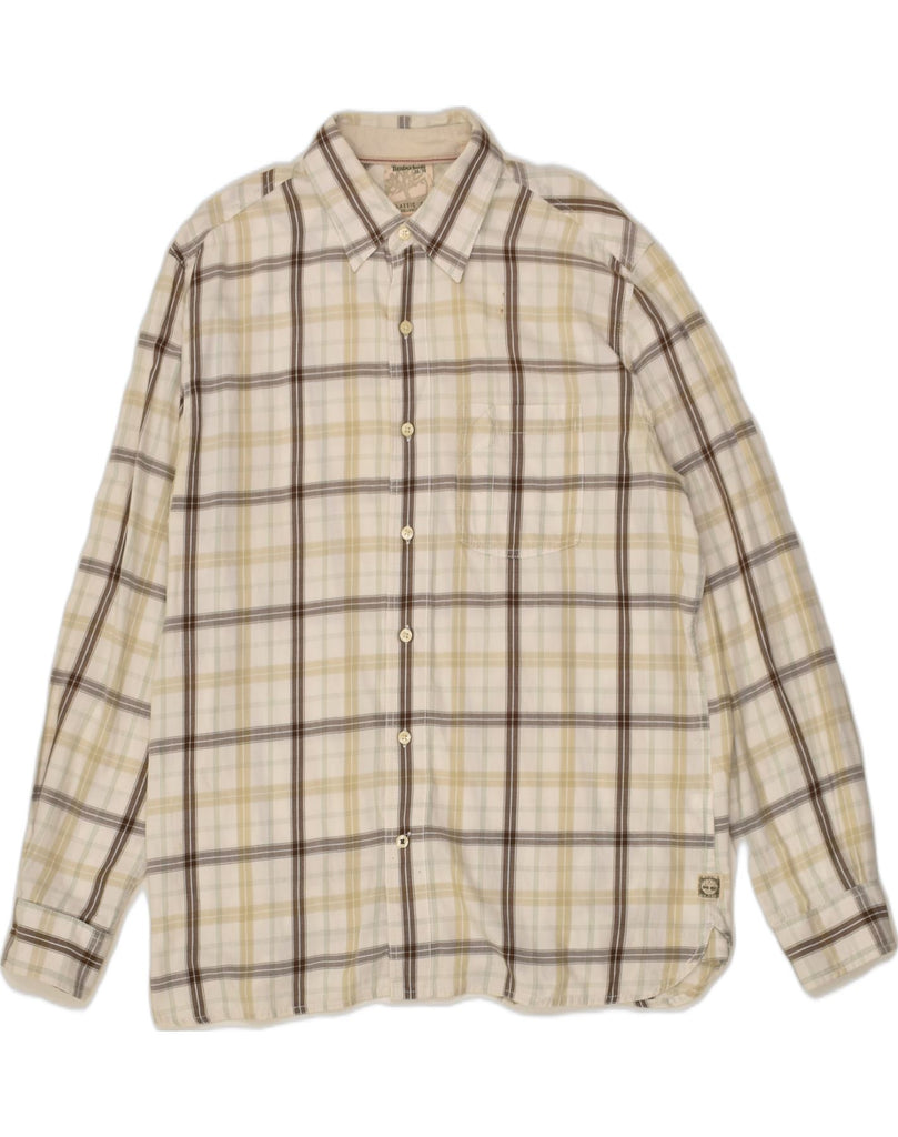 TIMBERLAND Mens Classic Fit Shirt Medium Beige Check Cotton | Vintage Timberland | Thrift | Second-Hand Timberland | Used Clothing | Messina Hembry 