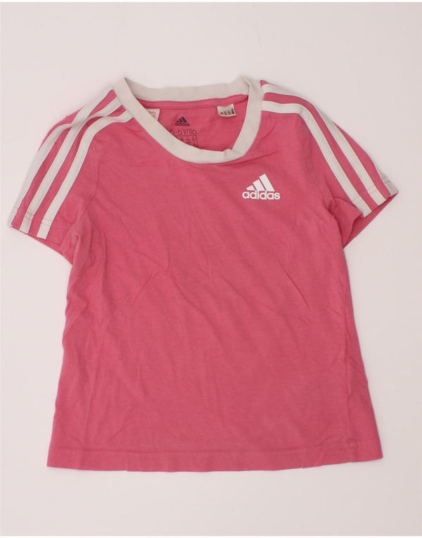 Adidas Girls T-Shirt Top 5-6 Years Pink Cotton