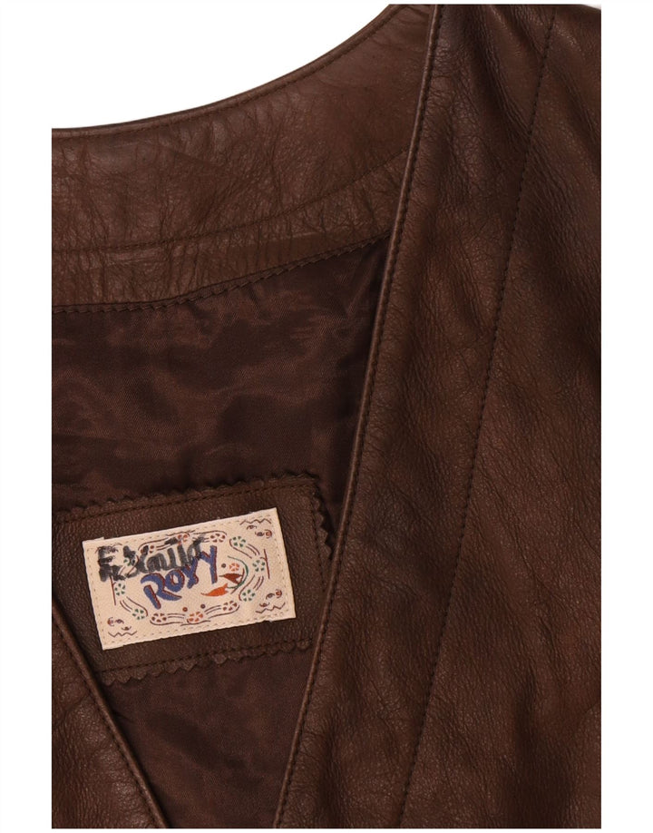 Roxy Womens Leather Gilet EU 38 Medium Brown Leather