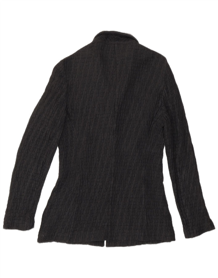 Boggi Womens Knit 3 Button Blazer Jacket IT 42 Medium Black Striped Cotton