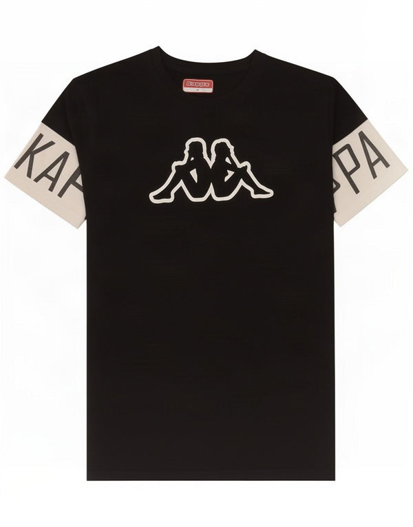 Kappa Mens Graphic T-Shirt Top Small Black Colourblock Cotton