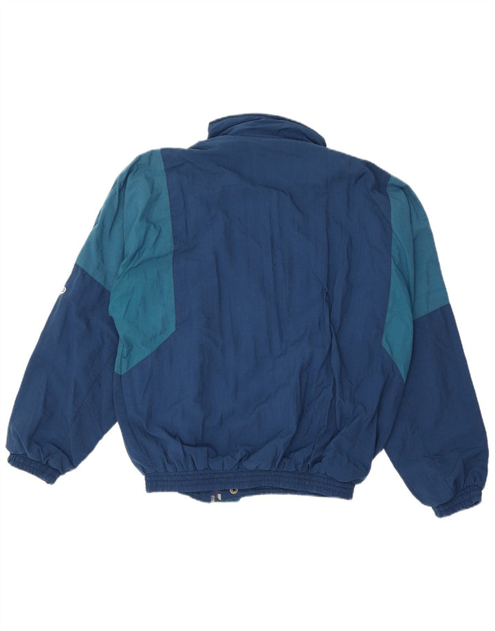 Vintage Mens Bomber Jacket UK 40 Large Navy Blue Colourblock Nylon