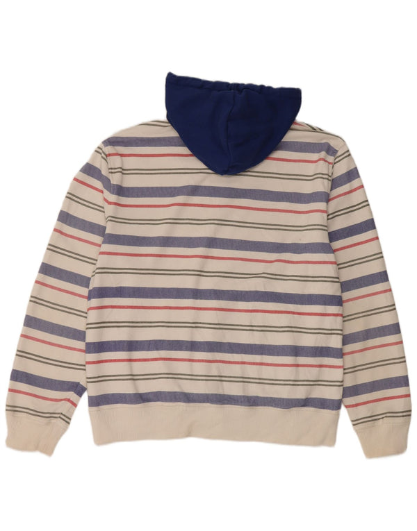 Tommy Hilfiger Mens Zip Hoodie Sweater Large White Striped Cotton