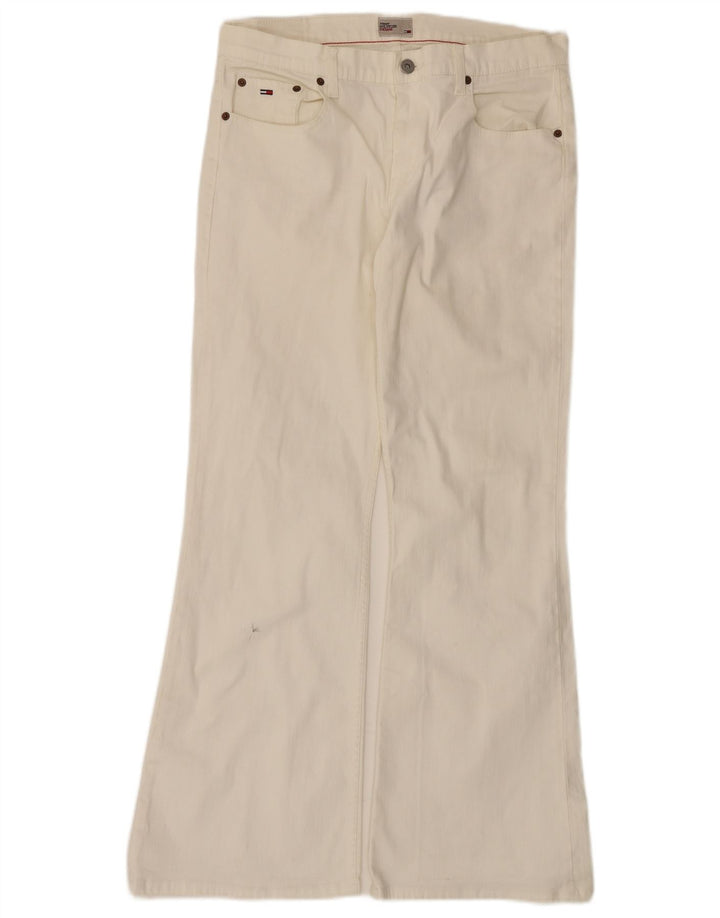 Tommy Hilfiger Womens Flared Jeans W32 L30 Off White Cotton