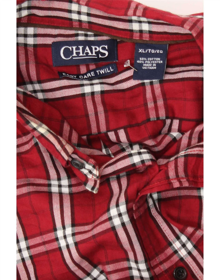 Chaps Mens Flannel Shirt XL Red Check Cotton