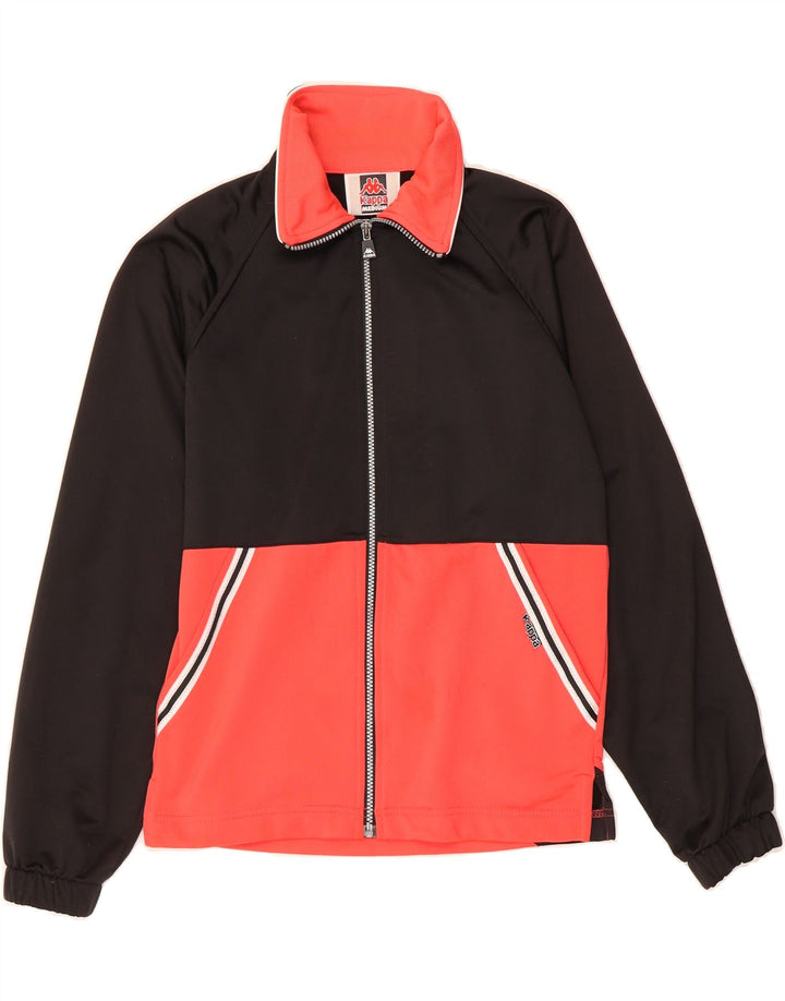 KAPPA Womens Tracksuit Top Jacket UK 14 Medium Black Colourblock Polyester Vintage Kappa and Second-Hand Kappa from Messina Hembry 